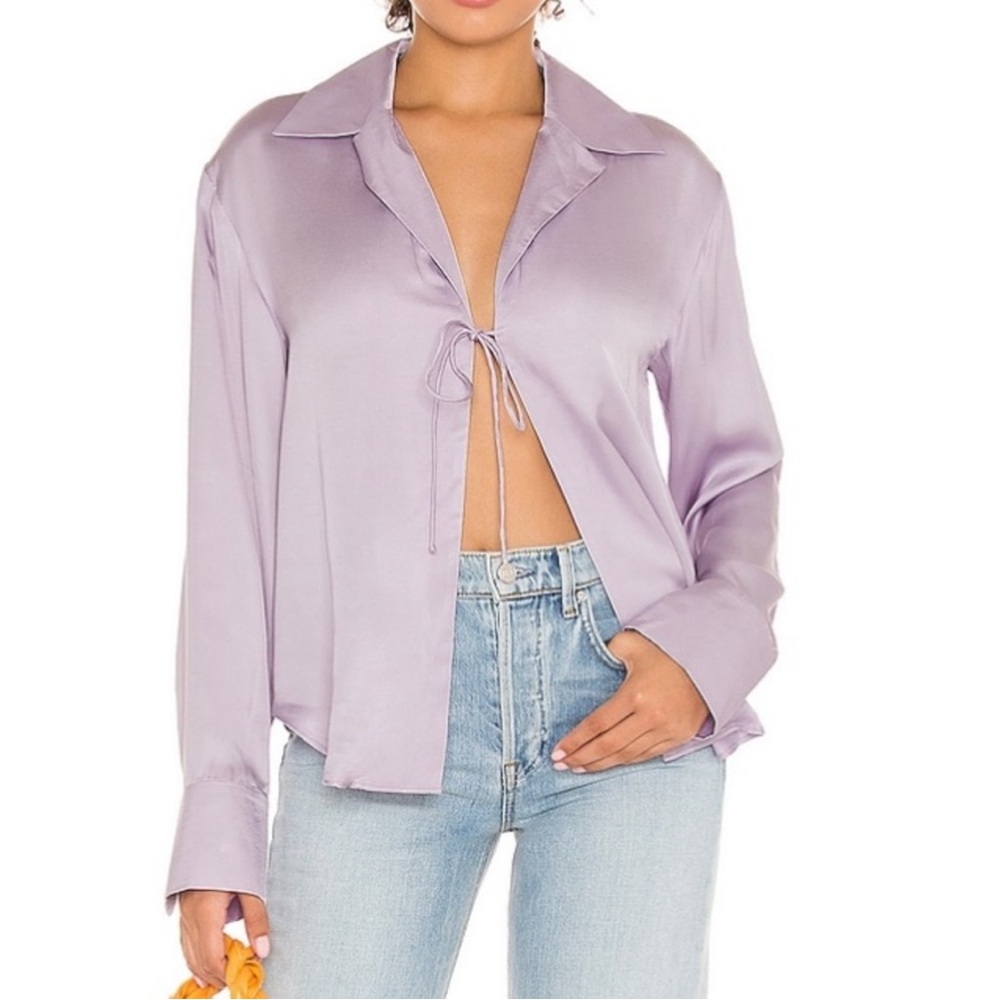 Song of Style Revolve Lilac Tie Front Blouse Size XS